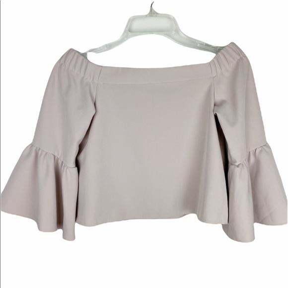 ASOS Cropped Top Bell Sleeves Woman’s Size 2 Blush Nude - Picture 3 of 10
